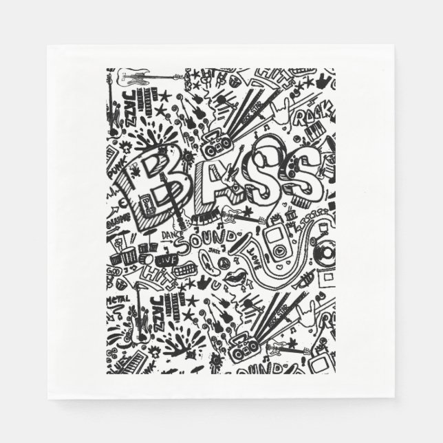 Guitar Lover | Gitarrenmuster - Geschenk Serviette (Vorderseite)