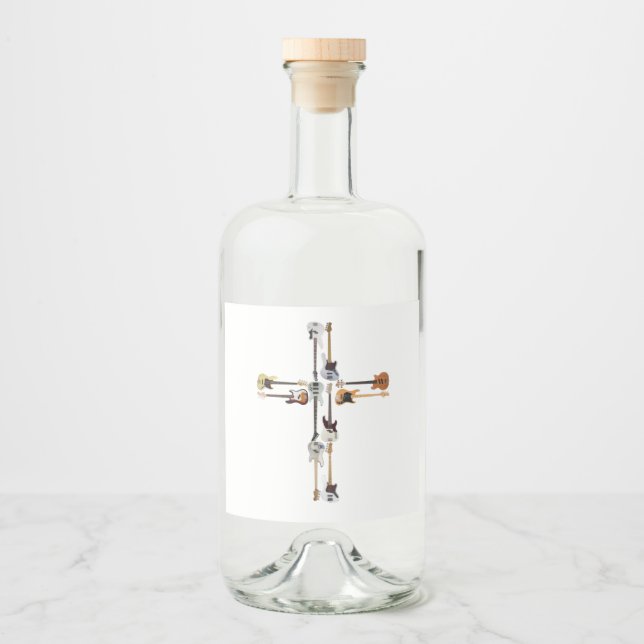 Guitar Lover | Guitar Cross Gift Alkoholflaschenetikett (Vorderseite)