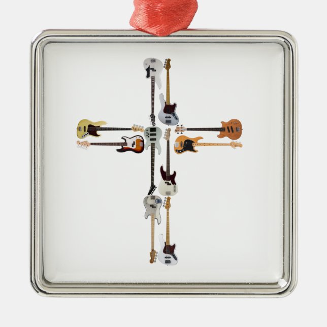 Guitar Lover | Guitar Cross Gift Ornament Aus Metall (Vorne)