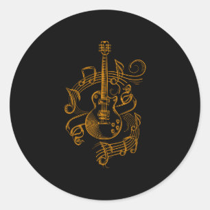 Guitar Lover   Musikgitarre Runder Aufkleber
