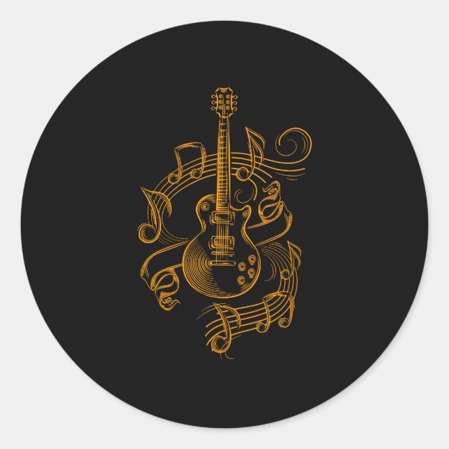 Guitar Lover | Musikgitarre Runder Aufkleber (Vorderseite)