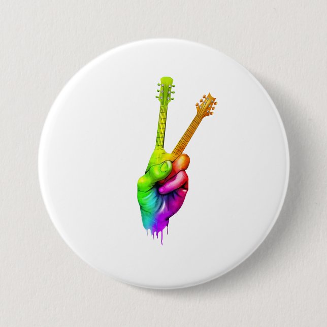 Guitar Lover | Say Hi Guitar Hands Geschenk Button (Vorderseite)
