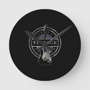 Guitar Lover Vintages Retro-Gitarrengeschenk Runde Wanduhr