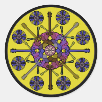 Guitar Mandala Runder Aufkleber