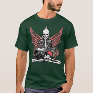 Guitar Music Lover Skeleton Wings Angel Guitar Roc T-Shirt
