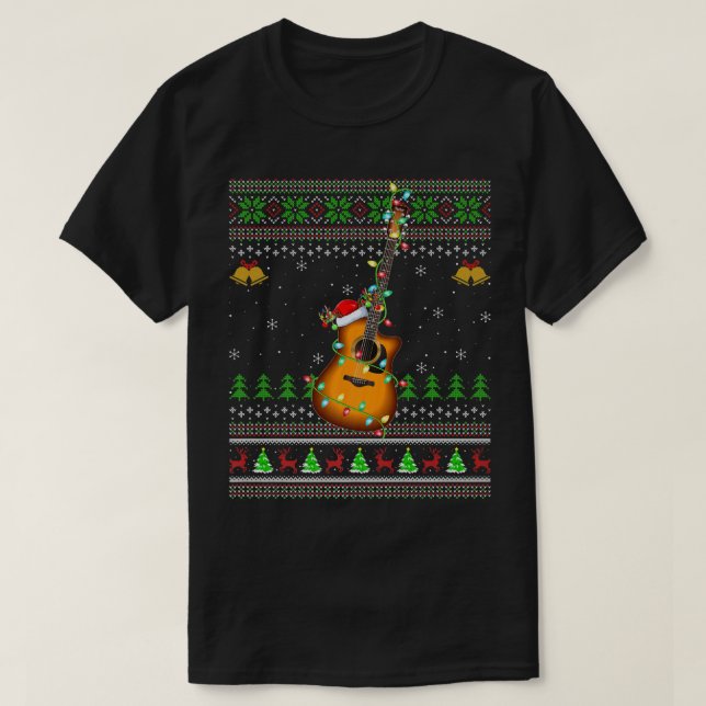 Guitar Music Lover Xmas Santa Guitar Ugly Christma T-Shirt (Design vorne)