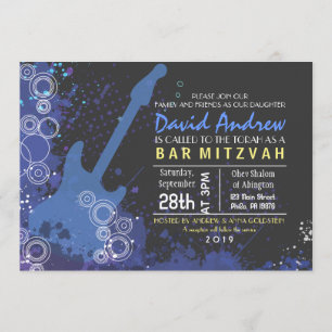 GUITAR Musical Bar Bat mitzvah Invitation Party
