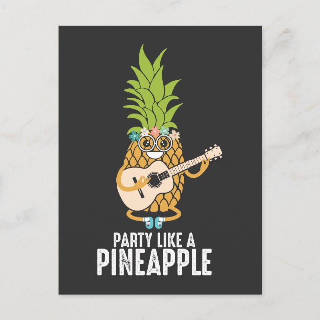 Guitar Pineaple Aloha Hawaii Holiday Frucht Postkarte (Vorderseite)
