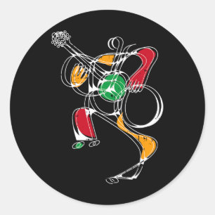 Guitar Player Line Art Black History Montag Farben Runder Aufkleber