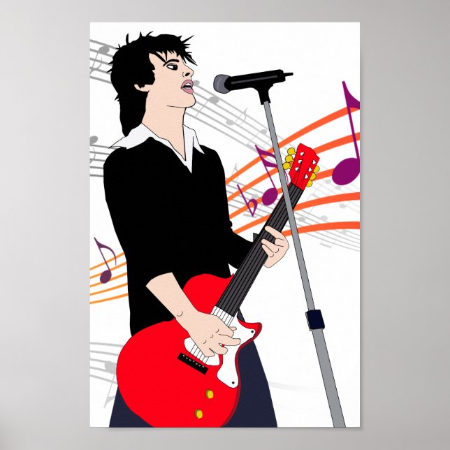 Guitar Player Rocker Typ Music Cartoon Art Poster (Vorne)