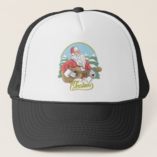Guitar Playing Santa Claus | Weihnachten Truckerkappe (Vorderseite)