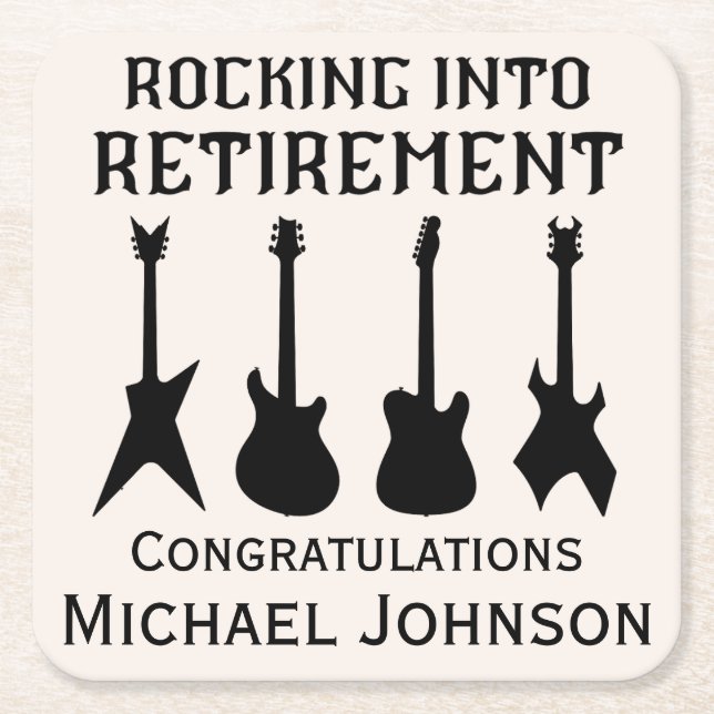 Guitar Rock 'n' Roll Retirement Party Rechteckiger Pappuntersetzer (Vorderseite)