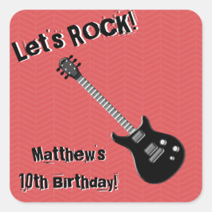 Guitar Rock Star Quadratischer Aufkleber