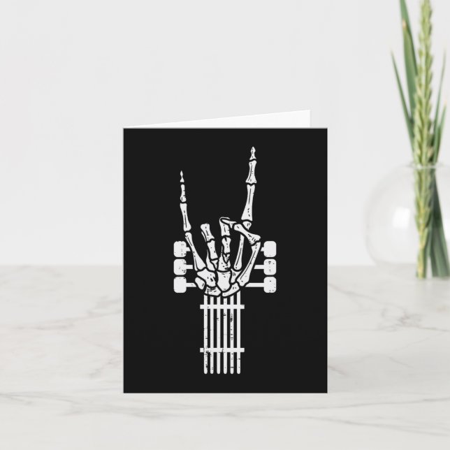 Guitar Skeleton Rock'n'Roll Rocker Sign Punk Hallo Karte (Vorderseite)