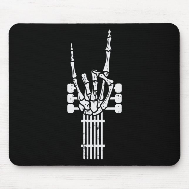 Guitar Skeleton Rock'n'Roll Rocker Sign Punk Hallo Mousepad (Vorne)