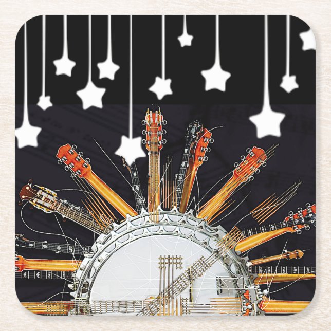 GUITAR STRINGS IN DER SONNE RECHTECKIGER PAPPUNTERSETZER (Vorderseite)