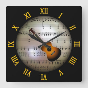 Guitar von â Background "The Musical Planet" *" Quadratische Wanduhr