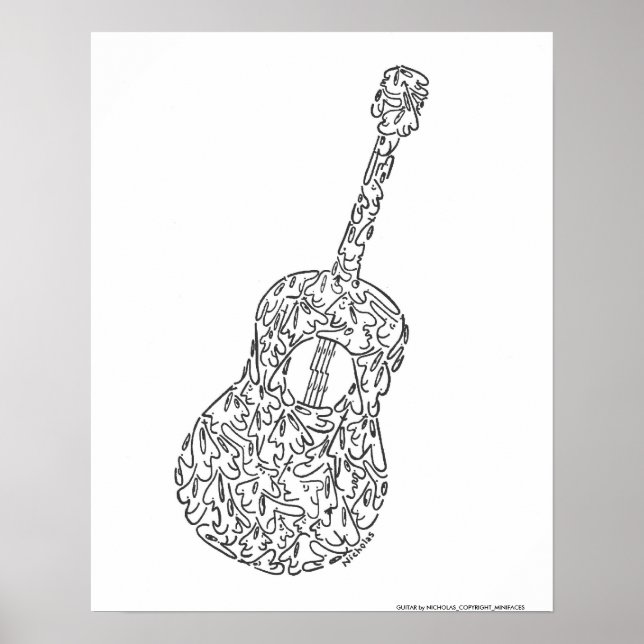 GUITAR von NICHOLAS_COPYRIGHT_MINIFACES Poster (Vorne)