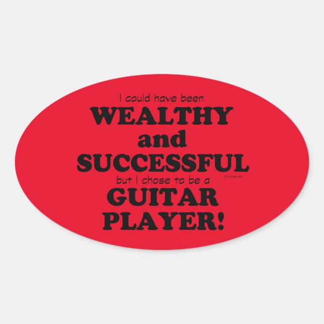 Guitar Wealthy & Successessous Oval Sticker (Vorderseite)