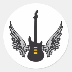 guitar wings runder aufkleber