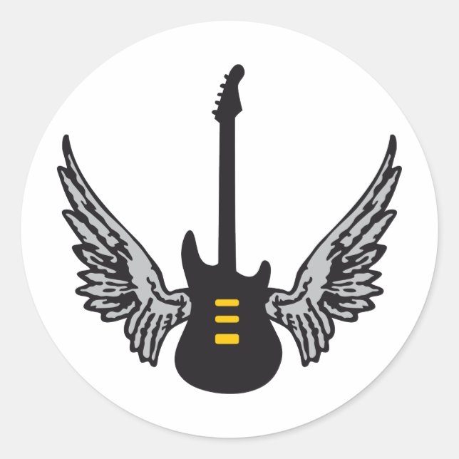 guitar wings runder aufkleber (Vorderseite)