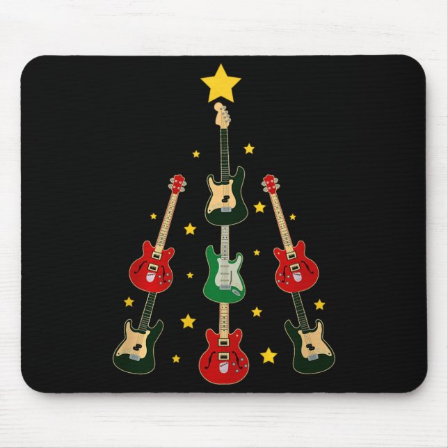 Guitar Xmas Tree Musical Guitar Lovers Guitarist C Mousepad (Vorne)