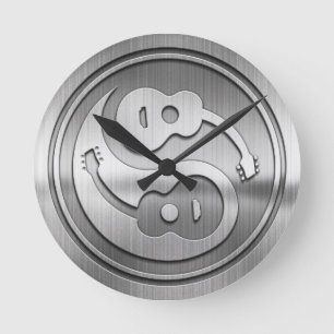 Guitar Yang Metal Runde Wanduhr