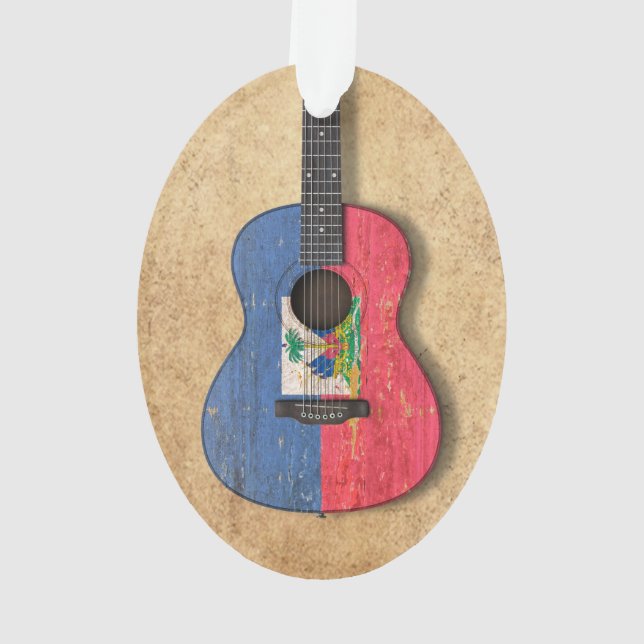 Guitare acoustique âgée et utilisée de drapeau (dos)