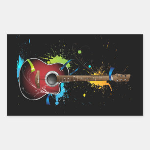 Guitare acoustique avec autocollants de plaques de