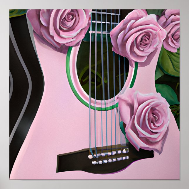 GUITARE CUITE AVEC POSTER ROSE ROSE ROSE (Devant)