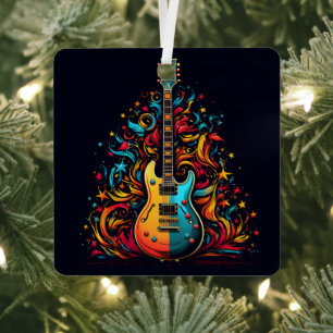 Guitare de Noël ornement métal arbre de Noël