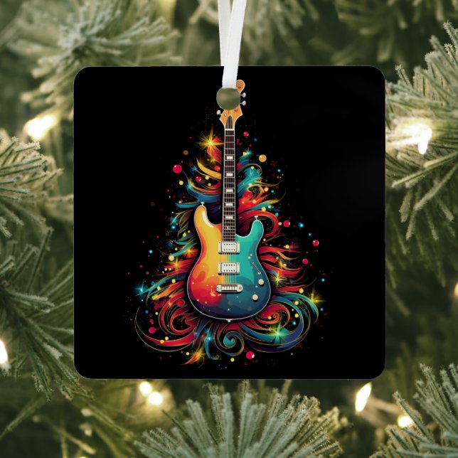 Guitare de Noël ornement métal arbre de Noël (Insitu)