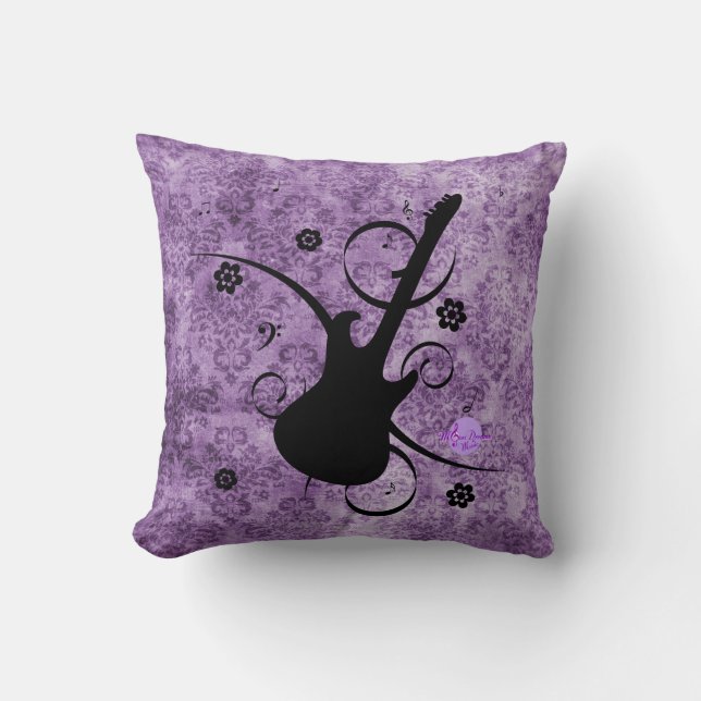 Guitare de noir de damassé et coussin grunges (Recto)