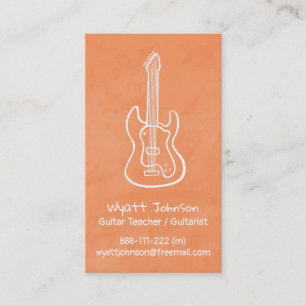 Guitare Doodle Guitariste Carte de visite orange