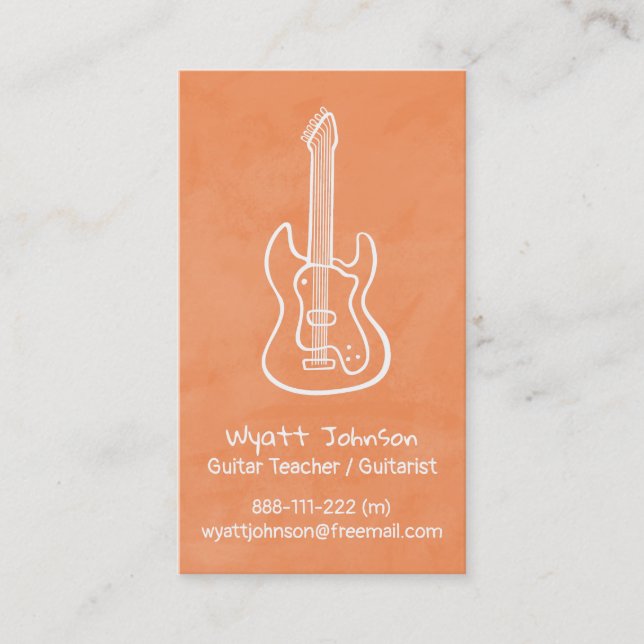 Guitare Doodle Guitariste Carte de visite orange (Devant)