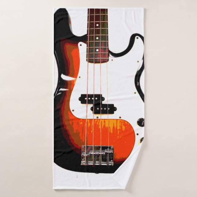 Guitare électrique en noir (Serviette de bain)