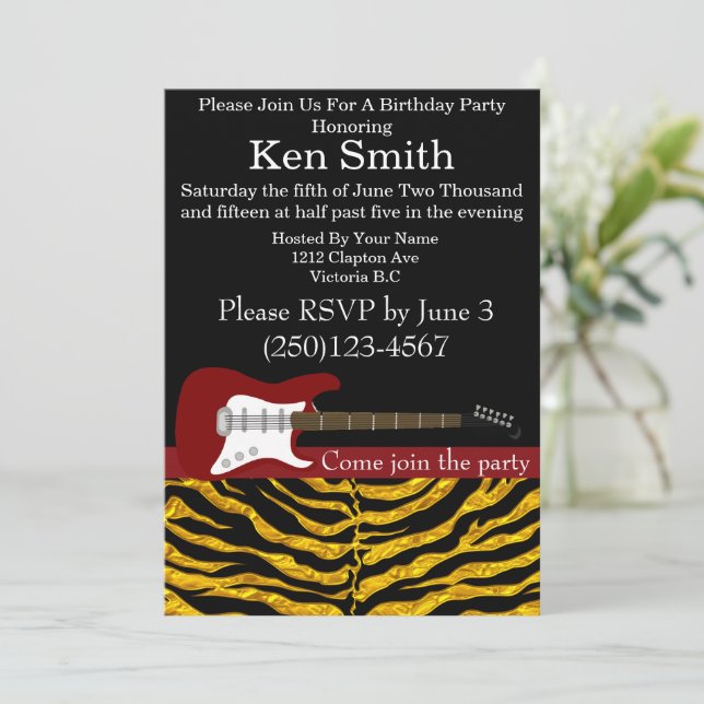 Guitare électrique Invitation Anniversaire #4 (Debout devant)
