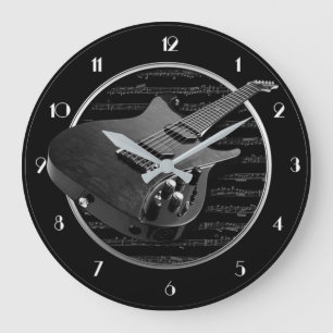 Guitare électrique noir et blanc Horloge ronde