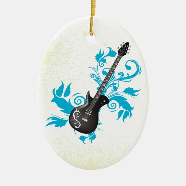 Guitare électrique turquoise feuille ornement pers (Devant)