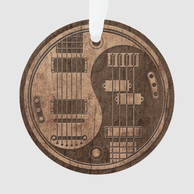 Guitare et Yin bas Yang avec l'effet en bois de (devant)