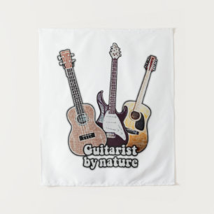 Guitarist by nature. funny guitar artwork wandteppich