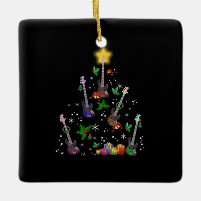Guitarist Christmas Tree Guitar Birthday Keramikornament (Vorderseite)