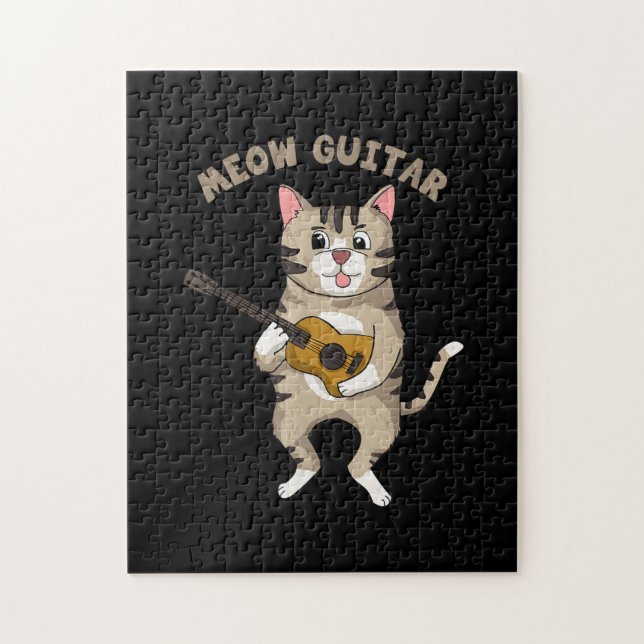 Guitarist Meow Guitar Cute Cat Playing Guitar Xmas (Vertikal)