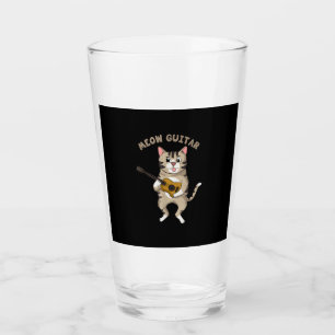 Guitarist Meow Guitar Cute Cat Playing Guitar Xmas Glas