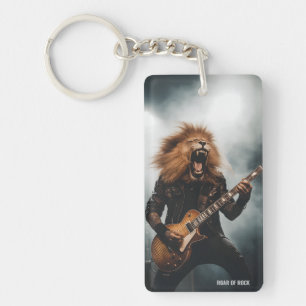 Guitariste Lion Rugissant Scène Concert Rock Porte