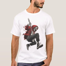 Guitariste squelette en sweat à capuche rouge en r