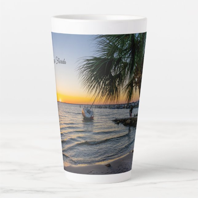 Gulf Breeze Florida Sunset Latte Tasse (Vorderseite)