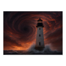 Gulf Coast Storm Poster - Lighthouse Hurricane Art