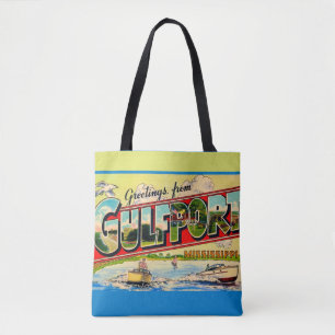 Gulfport Mississippi Retro-Postkarte Tasche