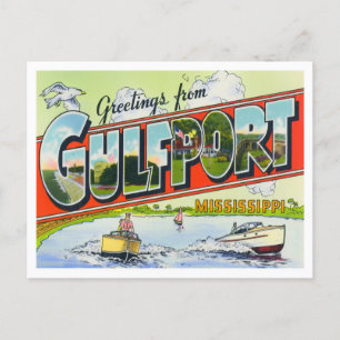 Gulfport, Mississippi Vintage Große Buchstaben Pos Postkarte